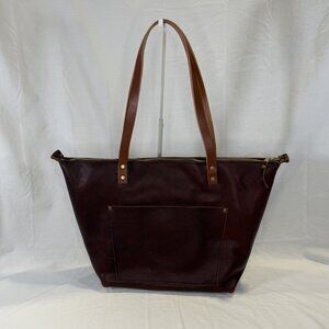 Portland Leather, Large Zipper Tote Bag, Brown (Nutmeg?) with Brown Straps BNNU